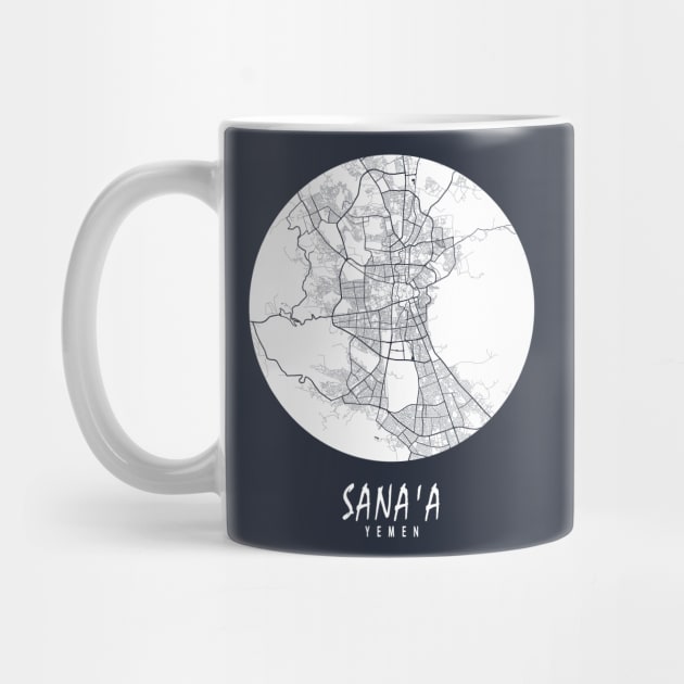 Sana'a, Yemen City Map - Full Moon by deMAP Studio